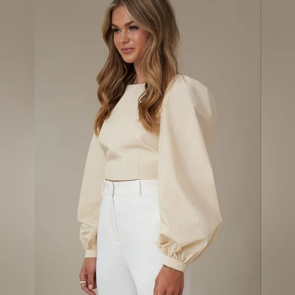 Na-Kd Tops Nwot Nakd X Hanna Shoenberg Beige Balloon Sleeve